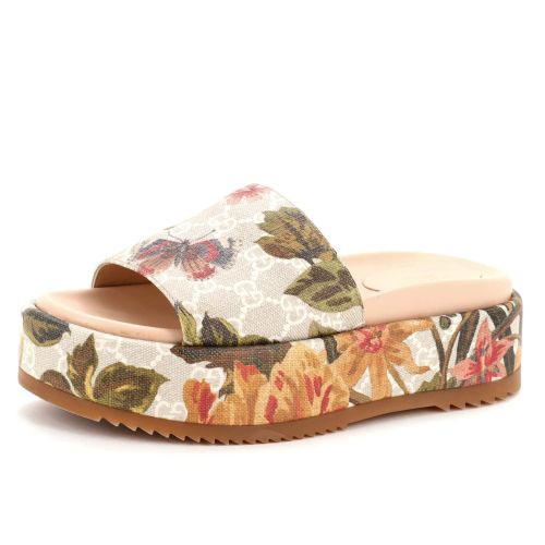 Women's Angelina Platform Slide Sandals Printed GG Coated Canvas