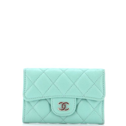 Classic Flap Card Case Quilted Caviar