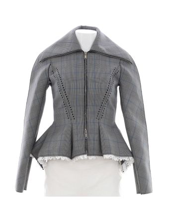 Women's Zip Up Peplum Blazer Wool Blend